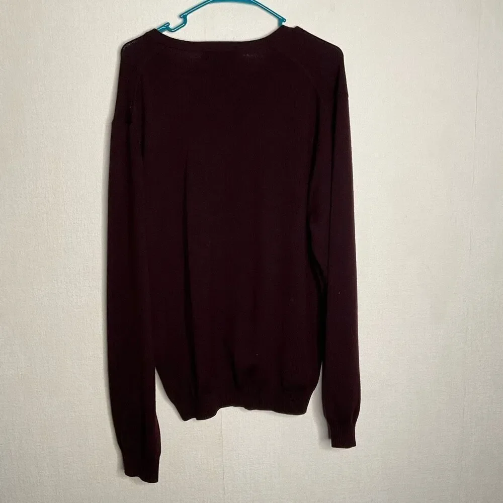 Brooks Brothers Large Men’s Pullover V-Neck Pecan/Chestnut Brown Wool Sweater L‎